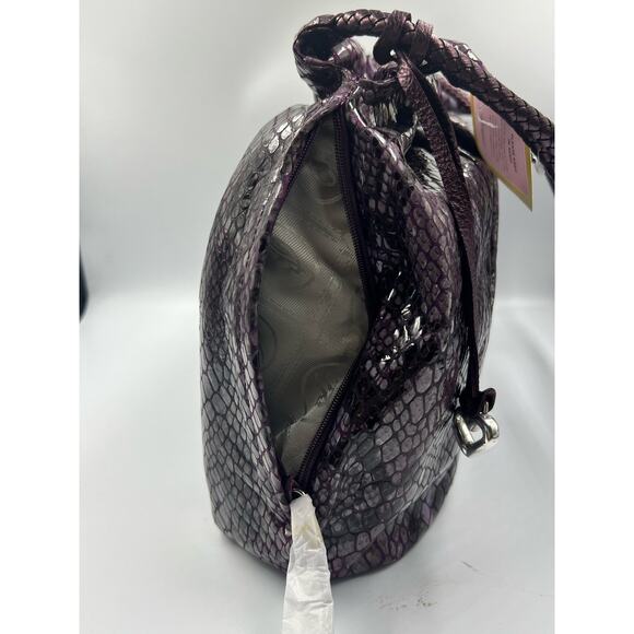 Brighton Nolita Python Embossed Leather Shoulder Bag Purple  NWT - Picture 5 of 7